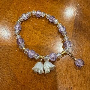 Elegant Purple and Gold Beaded Bracelet